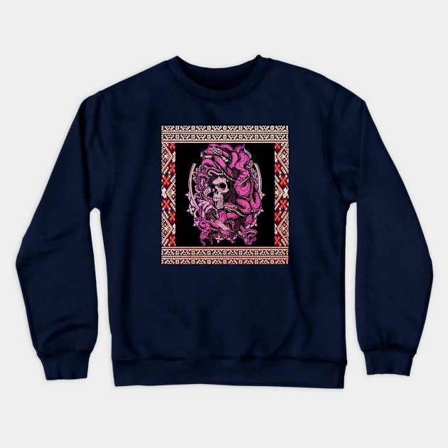 Skull Retro Clasic Pattern Crewneck Sweatshirt by JeffDesign